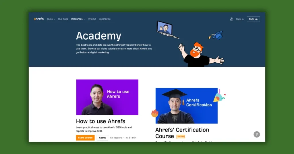 Ahrefs as an example of website content ideas