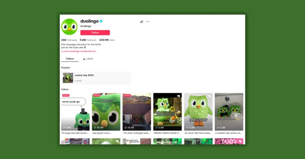 Duolingo as a example of a website content idea