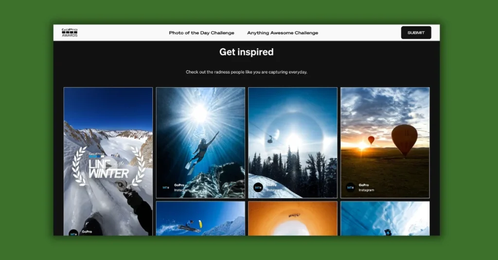 GoPro as an example of website content ideas